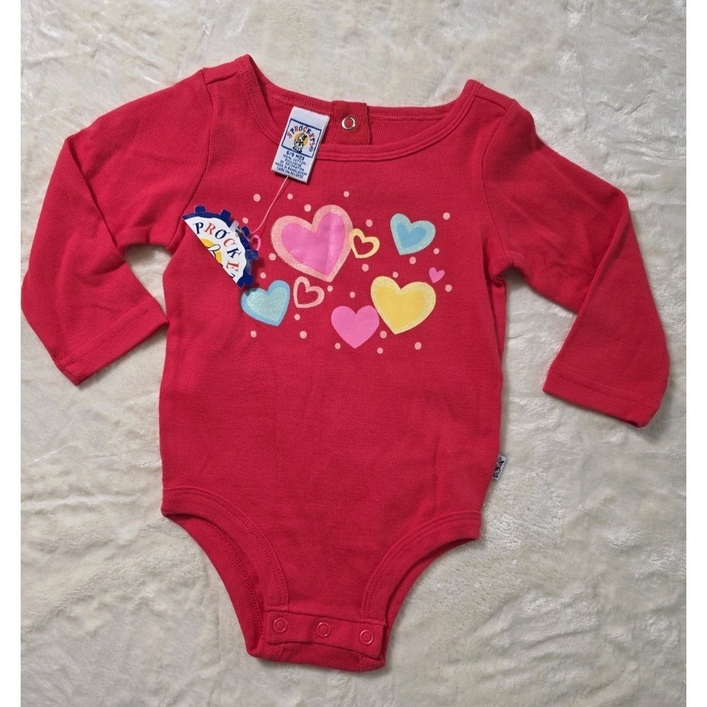 Vintage Y2K Sprockets Baby Girl Hearts Red Bodysuit 6-9M NWT Cute